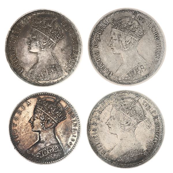 Great Britain. Victoria (1837-1901). Quartet of Gothic Silver Florins, 1849, 1853, 1884, 1887.,