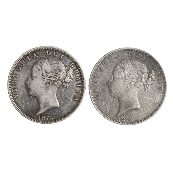 Great Britain. Victoria (1837-1901). Pair of Silver Halfcrowns, 1875, 1876.,