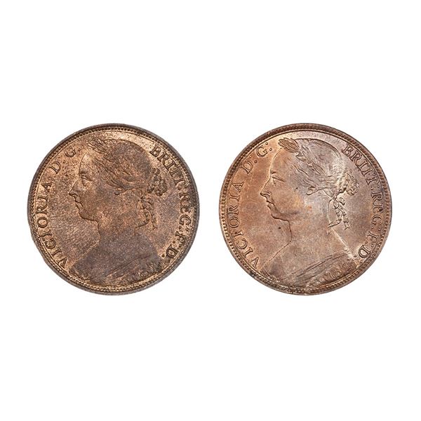 Great Britain. Victoria (1837-1901). Pair of High-grade Pennies, 1885, 1890.,