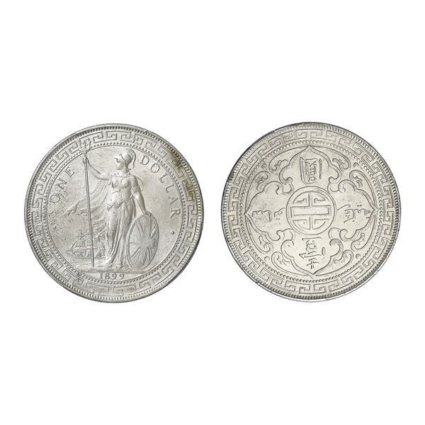 Great Britain, 1899-B Trade Dollar Prid-8 Bombay Mint, George V, PCGS Cleaned - AU Detail