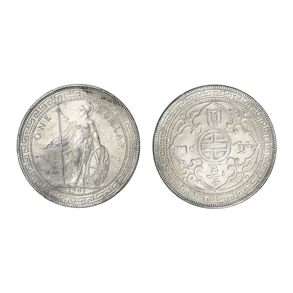 Great Britain, 1901-B Trade Dollar Prid-11 Bombay Mint, George V, PCGS Cleaned - UNC Detail,