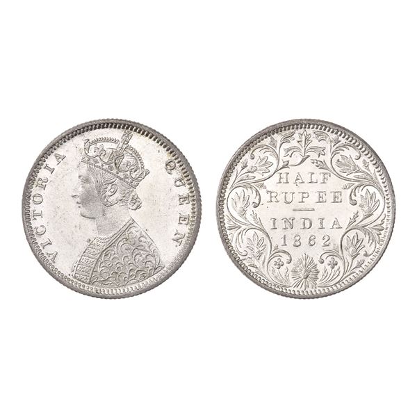 British India. Victoria (1837-1901). Silver 1/2 Rupee, 1862.,