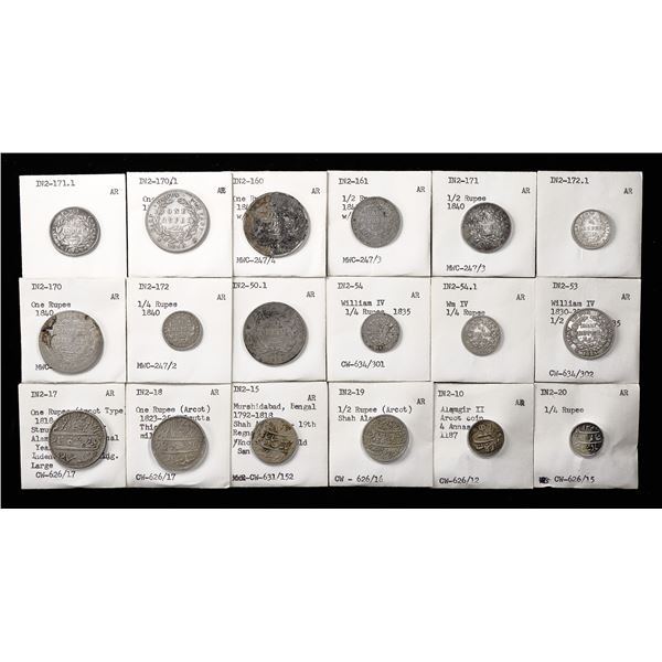 British India. East India Company. Lot of Silver issues, late 18th-19th Century,