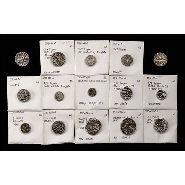 Indian States. Assortment of Silver dump Rupees and Fractions, late 18th-early 20th Century.,
