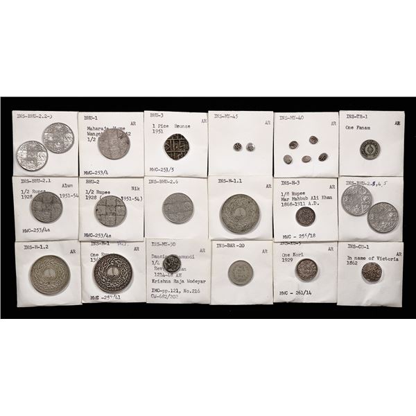 Indian States. Group of Machine-struck and dump type Silver issues, 19th-20th Century.,