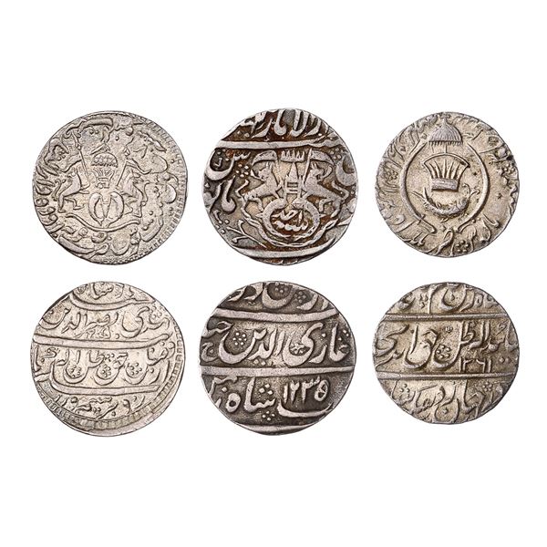 Indian States. Awadh. Ghazi al-Din Haidar-Amjad `Ali Shah. Trio of Silver Rupees.,