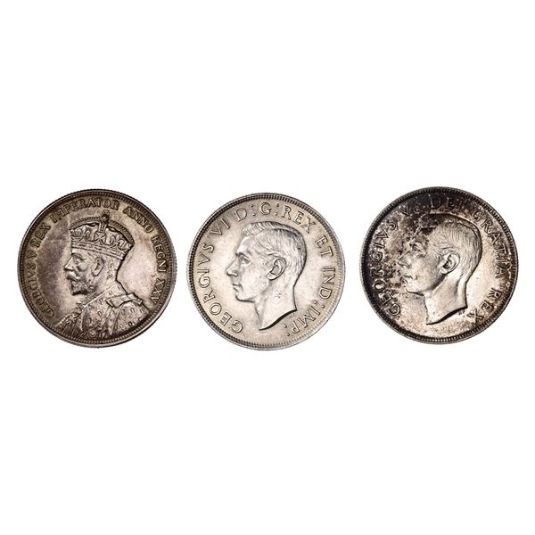 Canada. George V-George VI. Quartet of Silver Dollars.,