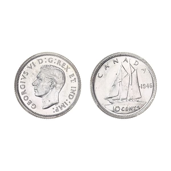 Canada, 1946 10C 10 Cents Ottawa Mint, George VI, PCGS MS64,