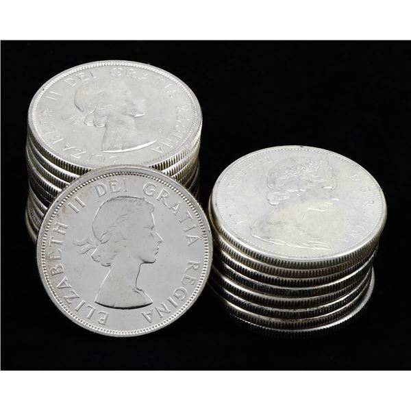 Canada. Elizabeth II (1952-2022). Roll of Silver Dollars, 1958-1967.,