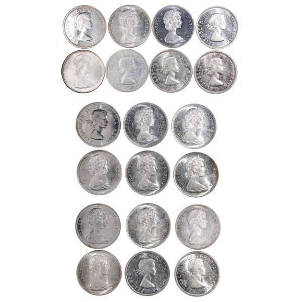 Canada. Elizabeth II (1952-2022). Roll of Silver Dollars, 1961-1967,