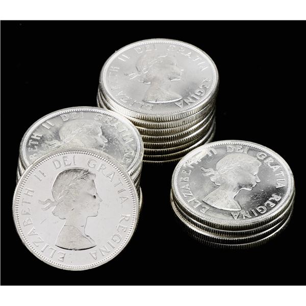 Canada. Elizabeth II (1952-2022). Roll of 1964 Charlottetown Silver Dollars.,