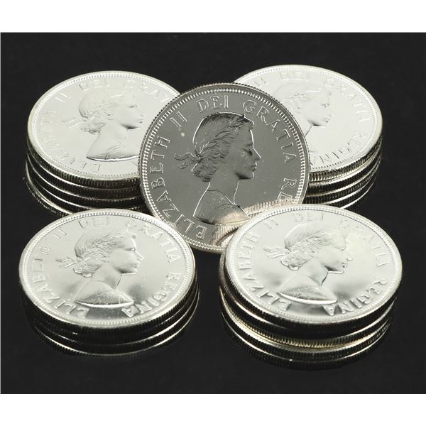 Canada. Elizabeth II (1952-2022). Roll of 1964 Charlottetrown Silver Dollars.,