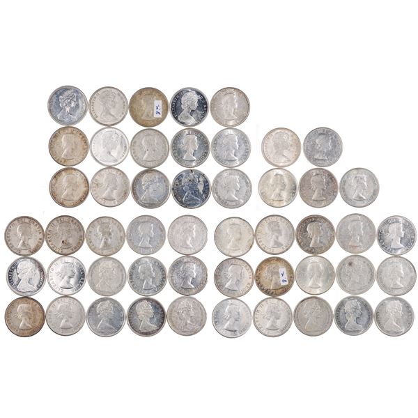 Canada. Elizabeth II (1952-2022). Large lot of Silver 50 Cents, 1959-1966.,