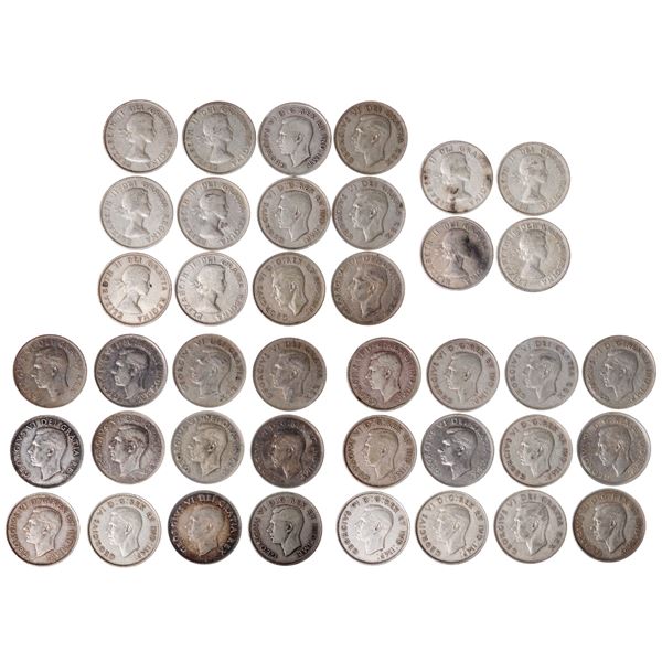 Canada. George VI-Elizabeth II. Large lot of Silver 50 Cents, 1940-1958.,