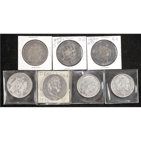 France. Charles X-Third Republic. Septet of Silver Crowns, 1830-1934.,