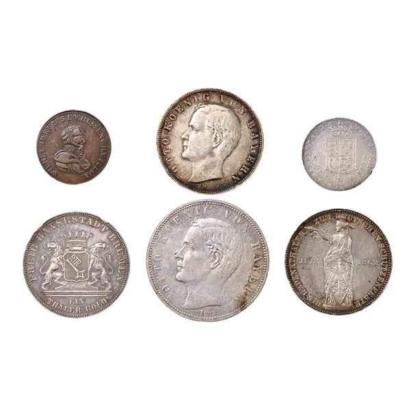 German States. Sextet of Silver issues, 1798-1908.,