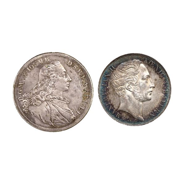 German States. Bavaria. Maximilian III Josef-Maximilian II. Pair of Silver Crowns, 1760, 1856.,
