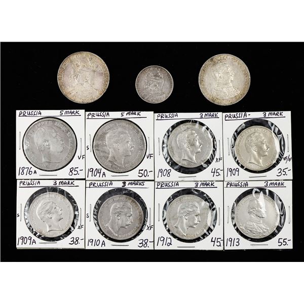 German States. Prussia. Wilhelm I-Wilhelm II. Lot of Kaiserreich Silver, 1876-1913.,