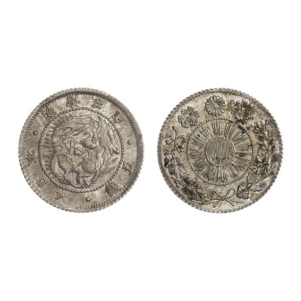 Japan. Mutsuhito - Meiji (1867-1912). Silver 5 Sen, Meiji Year 3 (1870).,