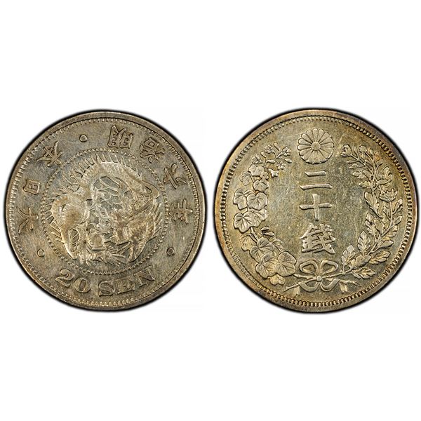 Japan. Mutsuhito - Meiji (1867-1912). Silver 20 Sen, Meiji Year 6 (1873).,