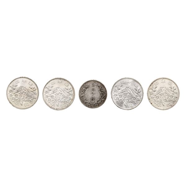 Japan. Mutsuhito-Hirohito. Group of silver issues, 1898-1964.,