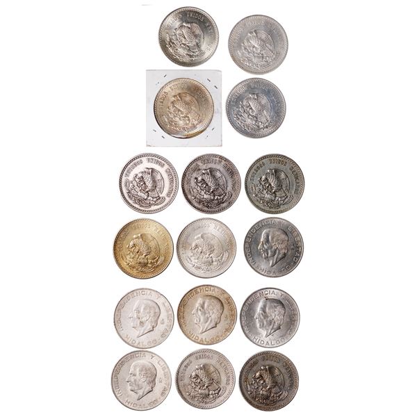 Mexico. Estados Unidos. Lot of Silver 5 Pesos, 1947-1956.,