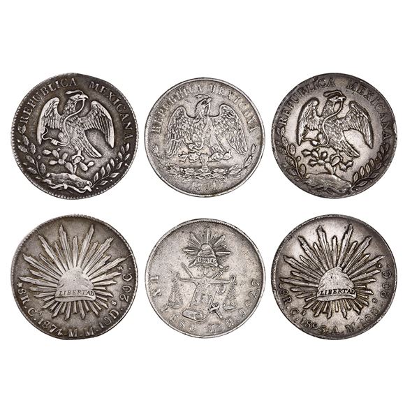 Mexico. Republica. Trio of Silver Crowns, 1871-1895.,