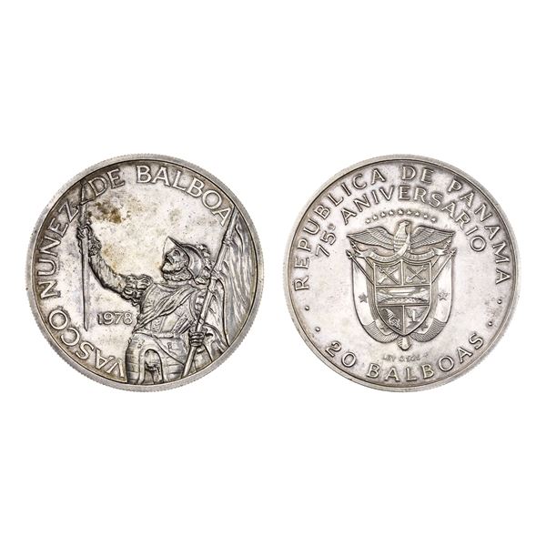 Panama. Silver 20 Balboas, 1978.,