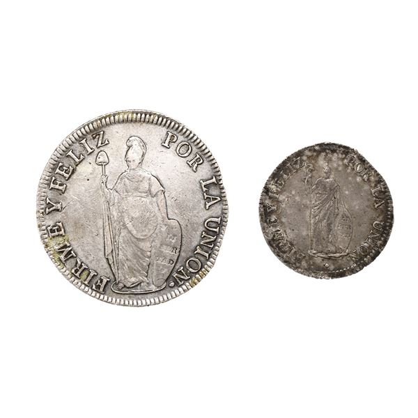 Peru. Republica. Silver 8 Reales 1833 MM and 2 Reales, 1826 JM.,