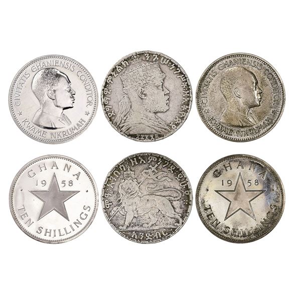 Trio of African Silver Crowns, Ethiopia and Ghana, 1902, 1958.,