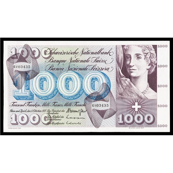 Switzerland. Schweizerische Nationalbank. 1000 Franken, 1 Oktober 1973. P-52l.,