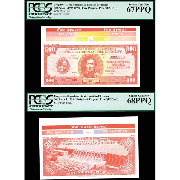 Pick #UNL 1966 500 Pesos Uruguay - Face & Back Proposal Proofs (USBNC),