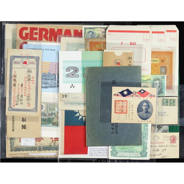 Interesting Assortment of East and Southeast Asian and Pacific Banknotes, Bonds and WWII and Chinese