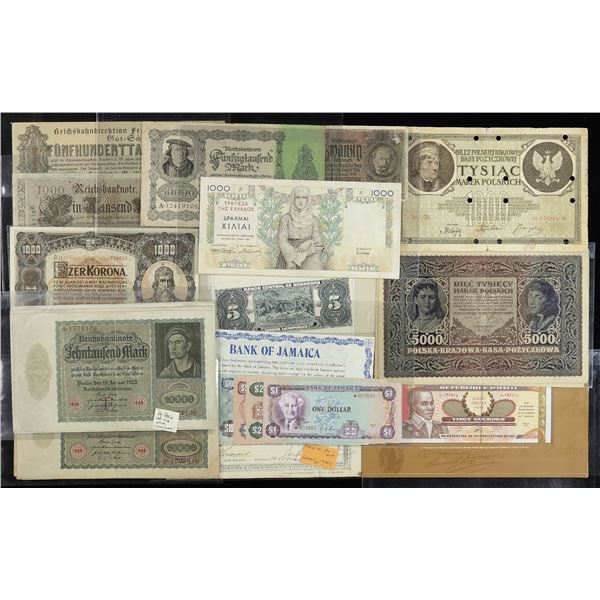 Melange of World Banknotes, mostly Central European.,