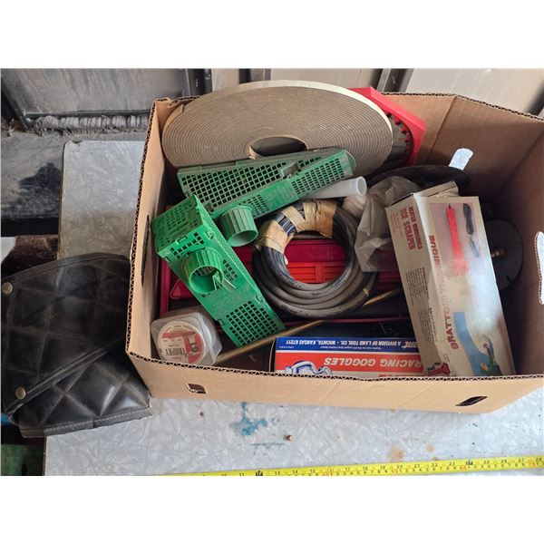 Box of assorted tools and hardware