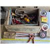 Image 1 : Wood crate with various tools and hardware