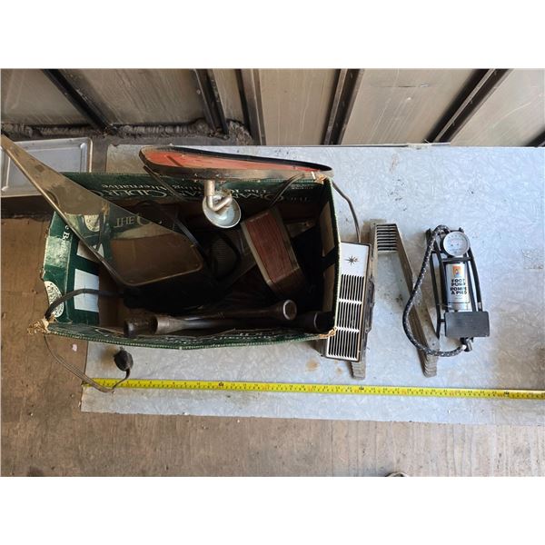 Lot of tools and hardware-foot pump