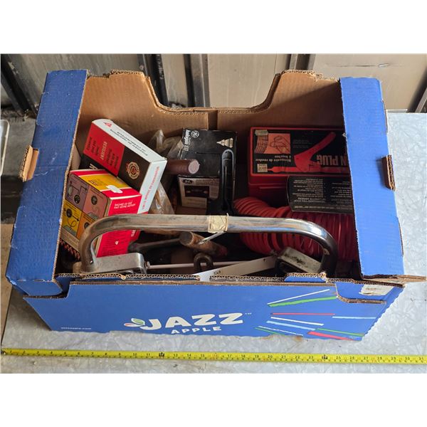 Box of tools and hardware