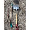 Image 1 : Assorted hand tools- shovel rake