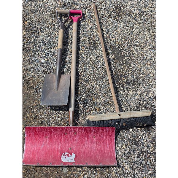 Assorted hand tools- shovel, broom