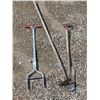 Image 1 : Assorted hand tools- hoe, shovel, air rater