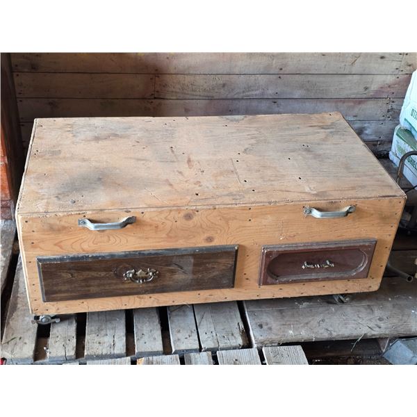 Homemade storage bench on wheels- 47" by 24" by 20"H