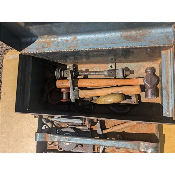 vintage toolbox, (20x8.5x9.5") with tools