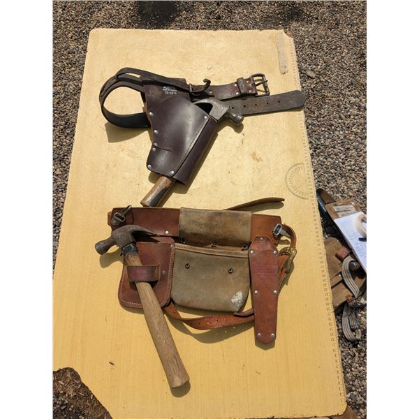 2 tool belt/pouches with 2 claw hammers
