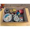 Image 1 : Wooden box (19x15x9") of tins full of screws and nails