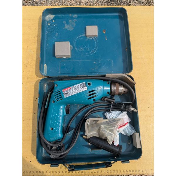 vintage makita electric drill with original metal case, tested-works