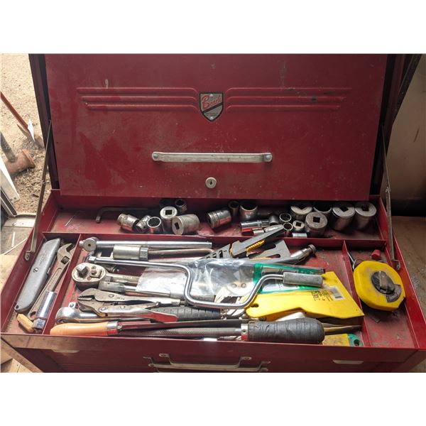 tool chest (26.5x12x13"), full of mechanic tools