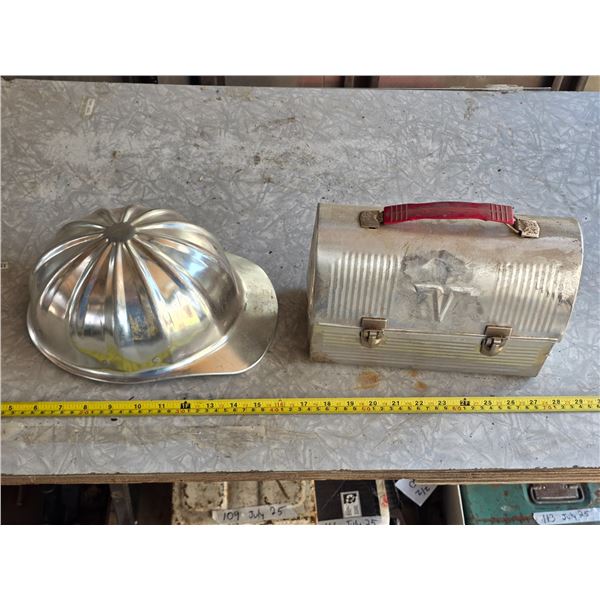 Aluminum hardhat and lunch box