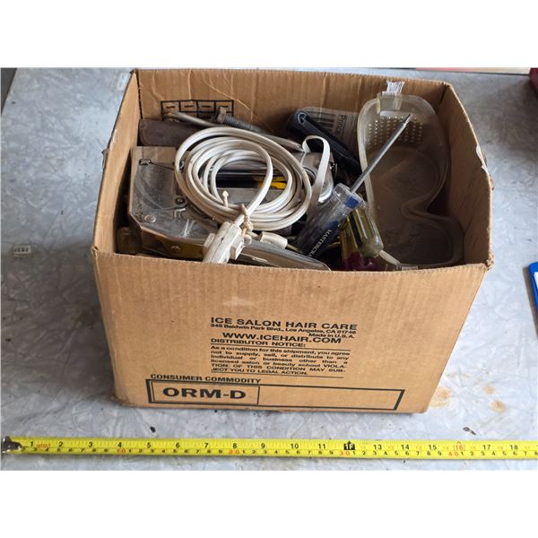Box of misc screw drivers, staple gun