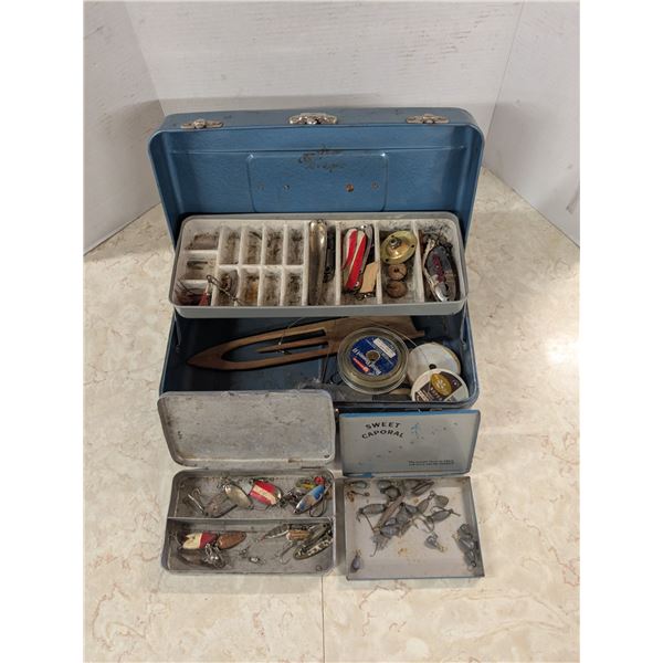 vintage metal tacklebox with tackle